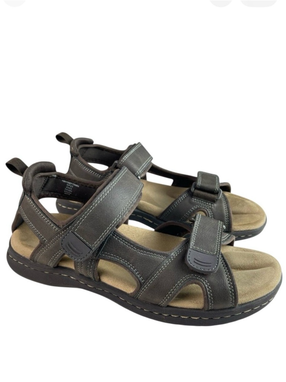 Club Room Douglas Men’s Sandals 8M Brown Faux Leather Adjustable Straps Comfort